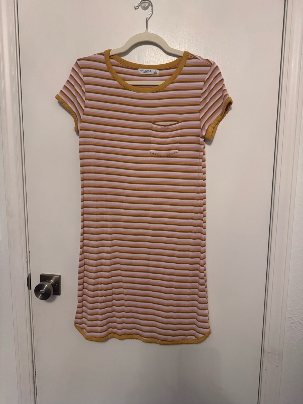 Arizona Jean Company Striped Pink and Mustard Ringer Tee Dress